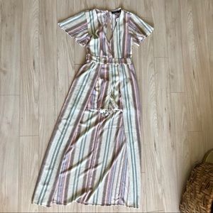 Crystal Sky Striped Romper Maxi Skort